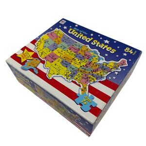 MB Map of the United States 84-Piece State Shaped Jigsaw Puzzle Sealed